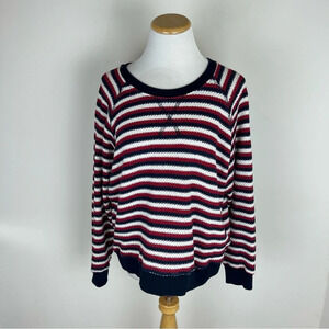 Mother Striped Red White Blue Knit Sweater Size M